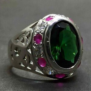 Green Lab Zircon Sterling Silver 925 Ring