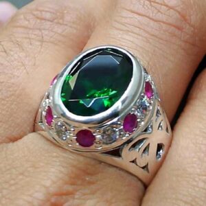 Green Lab Zircon Sterling Silver 925 Ring