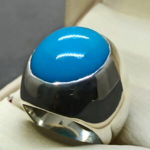 Big Neshapuri Feroza Sterling Silver 925 Ring