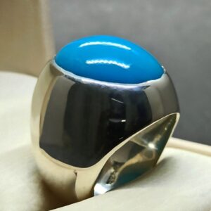 Big Neshapuri Feroza Sterling Silver 925 Ring