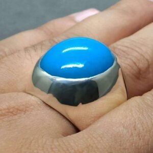 Big Neshapuri Feroza Sterling Silver 925 Ring