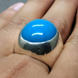 Big Neshapuri Feroza Sterling Silver 925 Ring