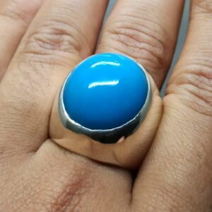 Big Neshapuri Feroza Sterling Silver 925 Ring