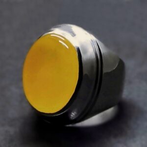 Yellow Agate Mens Ring