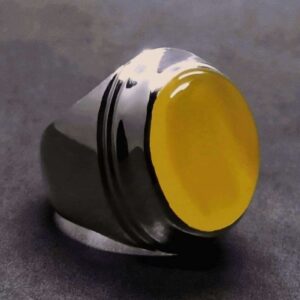 Yellow Agate Mens Ring