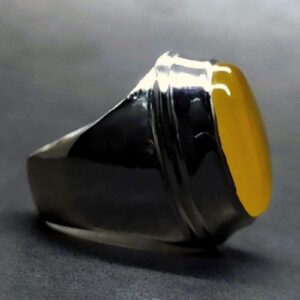Yellow Agate Mens Ring