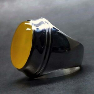 Yellow Agate Mens Ring
