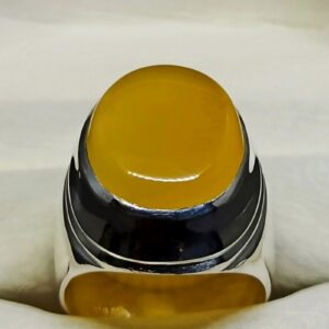 Yellow Agate Mens Ring
