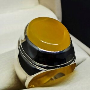 Yellow Agate Mens Ring
