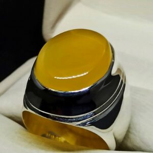 Yellow Agate Mens Ring