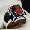 Red Lab Zircon Sterling Silver 925 Men’s Ring