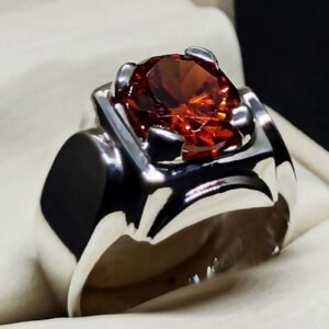 Red Lab Zircon Sterling Silver 925 Men’s Ring