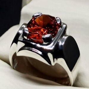 Red Lab Zircon Sterling Silver 925 Men’s Ring