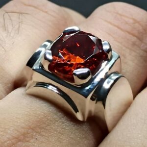 Red Lab Zircon Sterling Silver 925 Men’s Ring
