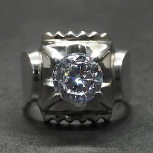 White Lab Zircon Sterling Silver 925 Men’s Ring