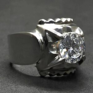 White Lab Zircon Sterling Silver 925 Men’s Ring