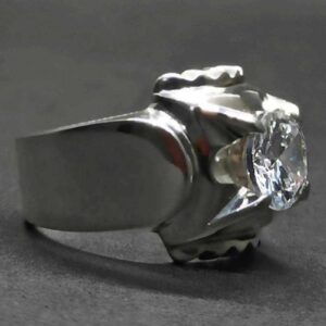 White Lab Zircon Sterling Silver 925 Men’s Ring