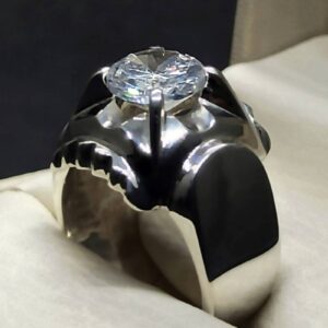 White Lab Zircon Sterling Silver 925 Men’s Ring