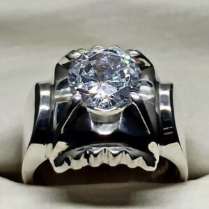 White Lab Zircon Sterling Silver 925 Men’s Ring
