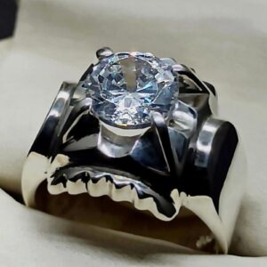 White Lab Zircon Sterling Silver 925 Men’s Ring