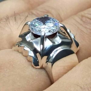 White Lab Zircon Sterling Silver 925 Men’s Ring