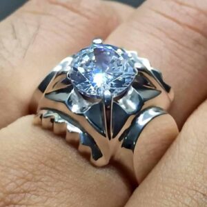 White Lab Zircon Sterling Silver 925 Men’s Ring