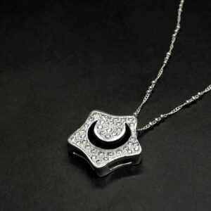 Moissanite Crescent Moon Star Pendant Necklace