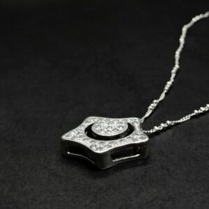 Moissanite Crescent Moon Star Pendant Necklace