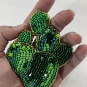 Cactus Plant Handmade Beaded Brooch Pin