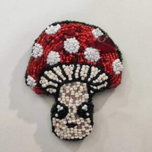 Kawaii Mushroom Beaded Handmade Brooch
