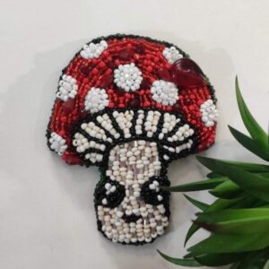Kawaii Mushroom Beaded Handmade Brooch
