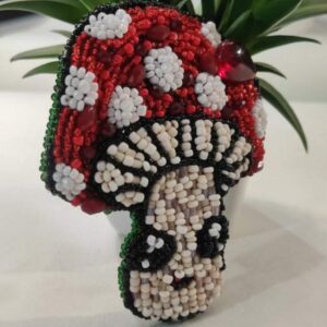 Kawaii Mushroom Beaded Handmade Brooch