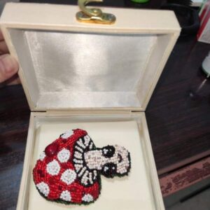 Kawaii Mushroom Beaded Handmade Brooch