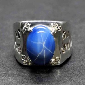 Blue Star Sapphire Men’s Lattice Ring