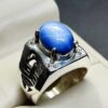 Blue Star Sapphire Men’s Lattice Ring