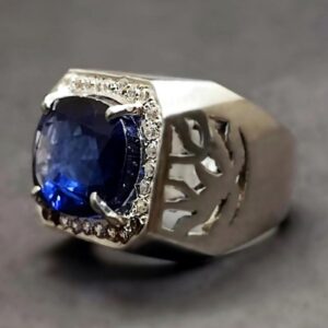 Blue Topaz Sterling Silver Men’s Ring