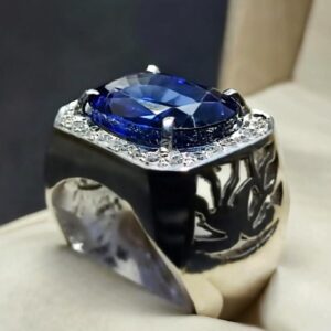 Blue Topaz Sterling Silver Men’s Ring