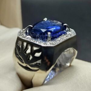 Blue Topaz Sterling Silver Men’s Ring