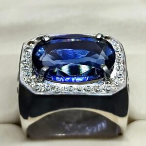 Blue Topaz Sterling Silver Men’s Ring
