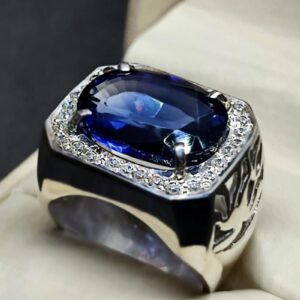 Blue Topaz Sterling Silver Men’s Ring
