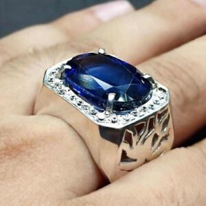 Blue Topaz Sterling Silver Men’s Ring