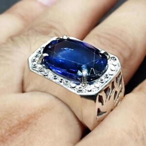 Blue Topaz Sterling Silver Men’s Ring