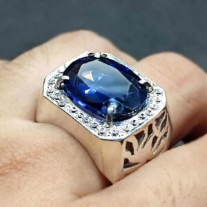 Blue Topaz Sterling Silver Men’s Ring