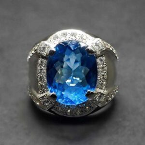 Blue Topaz Sterling Silver Men’s Ring