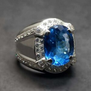 Blue Topaz Sterling Silver Men’s Ring