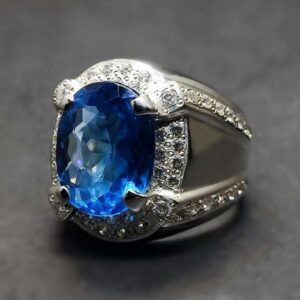 Blue Topaz Sterling Silver Men’s Ring