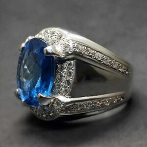 Blue Topaz Sterling Silver Men’s Ring