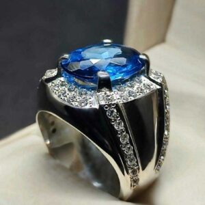 Blue Topaz Sterling Silver Men’s Ring