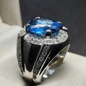Blue Topaz Sterling Silver Men’s Ring