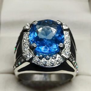 Blue Topaz Sterling Silver Men’s Ring